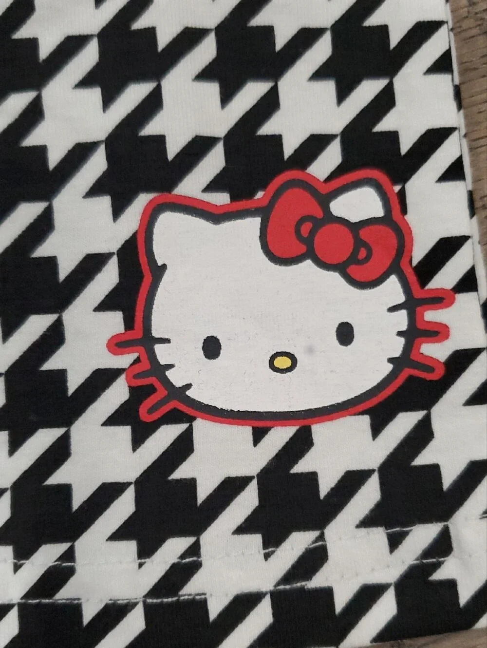 Hello Kitty Black Top with Black & White Houndstooth Pants Set